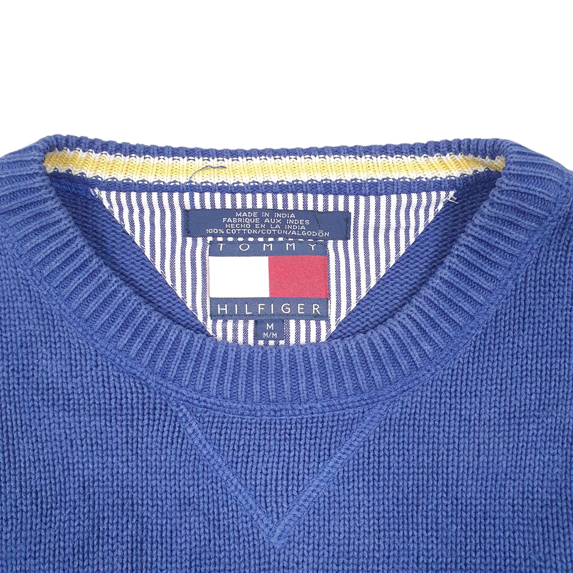 Mens Blue Tommy Hilfiger Vintage 90s Knit Sweater Crest Crewneck Jumper