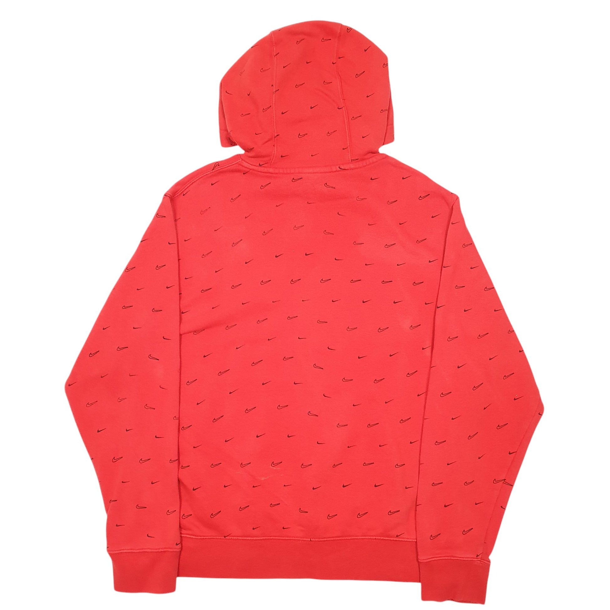 Mens Red Nike Swoosh Print Hoodie Jumper