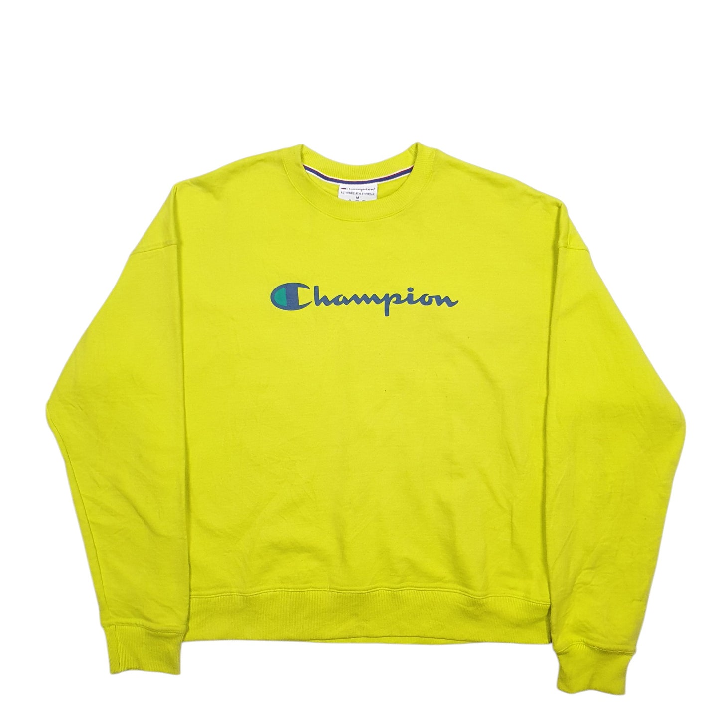 Womens Green Champion Spellout Crewneck Jumper