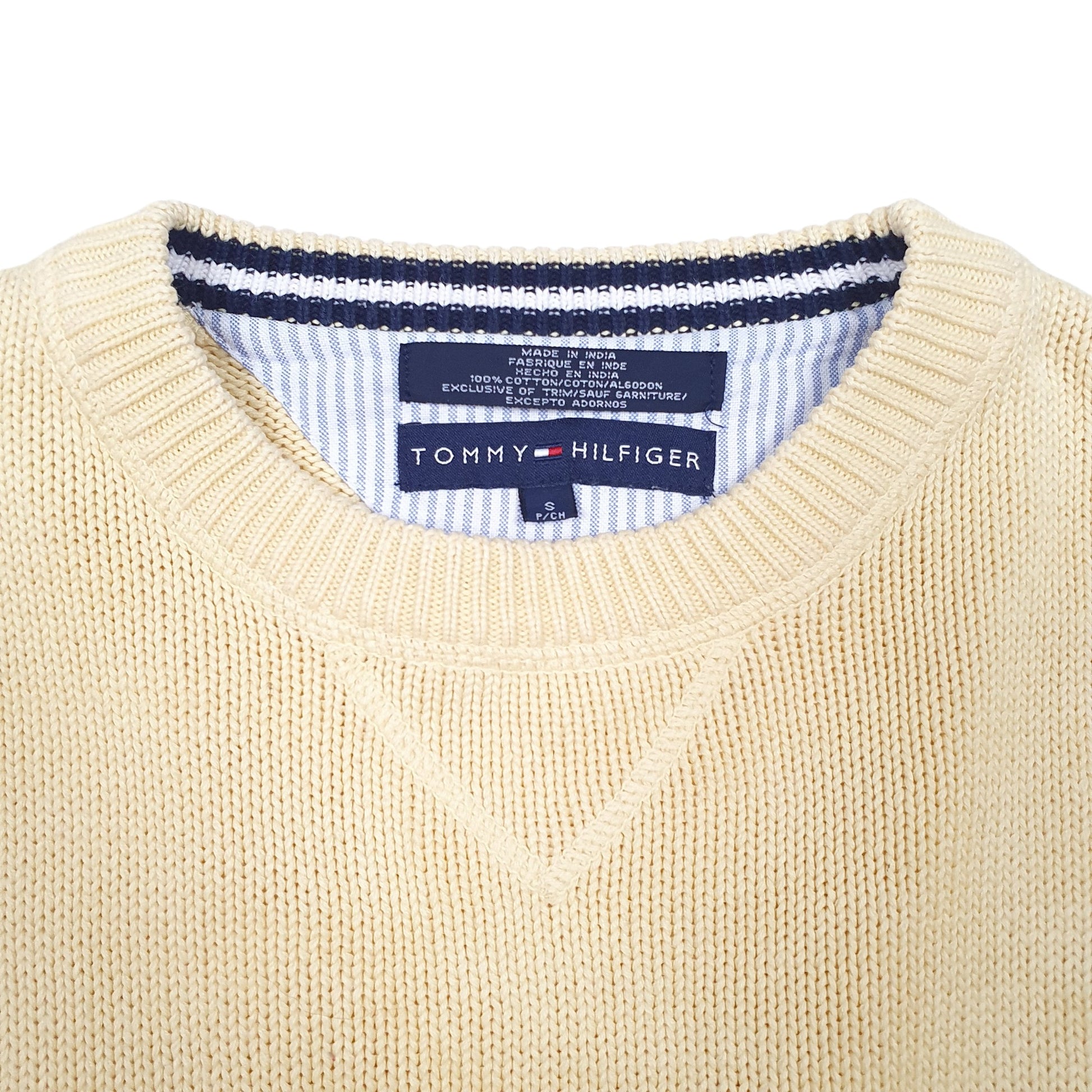 Mens Yellow Tommy Hilfiger Vintage 2001 Knit Crest Sweater Crewneck Jumper