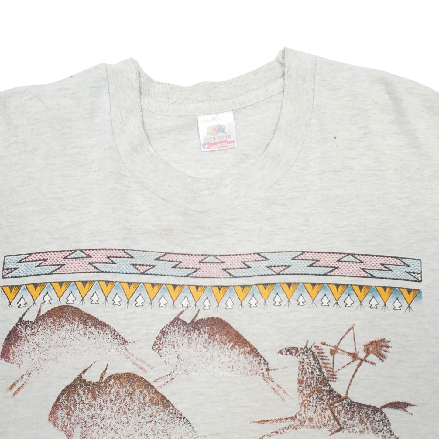 Mens Grey Fruit Of The Loom Single Stitch Vintage 90s Short Sleeve T Shirt