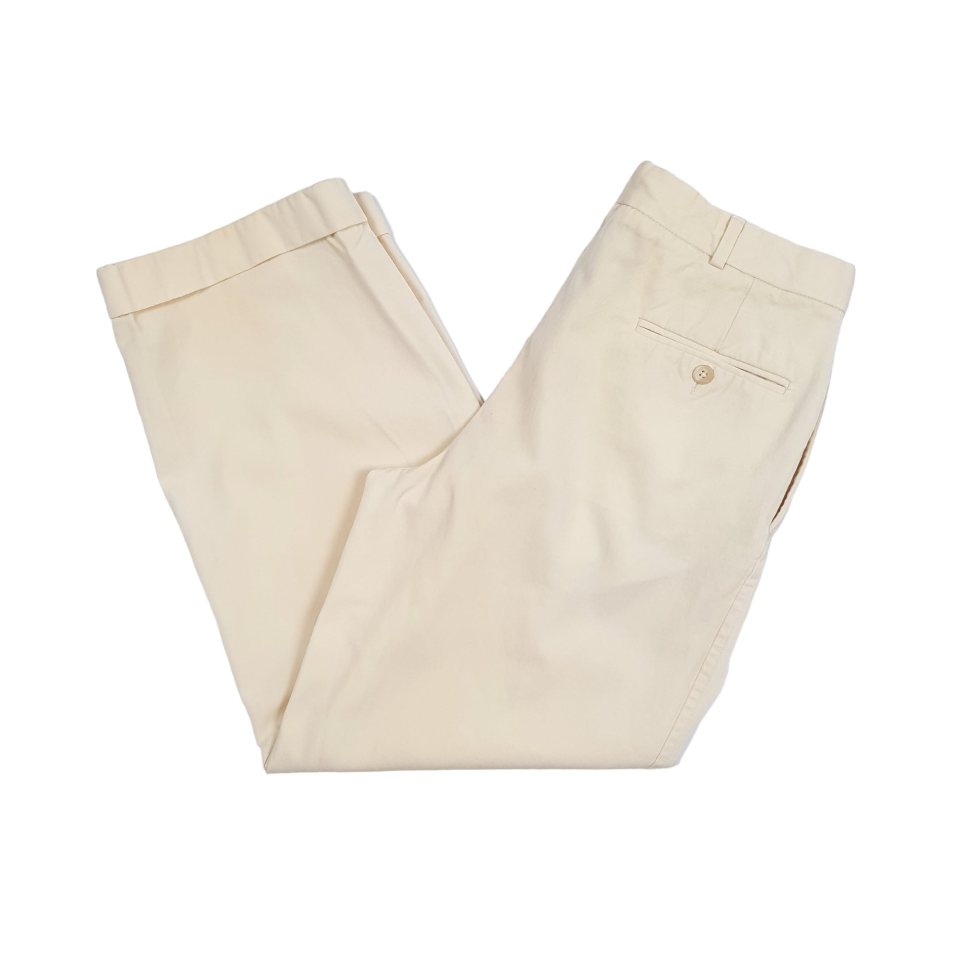 Mens Cream Polo Ralph Lauren Vintage 80s Double Pleated Chino Trousers