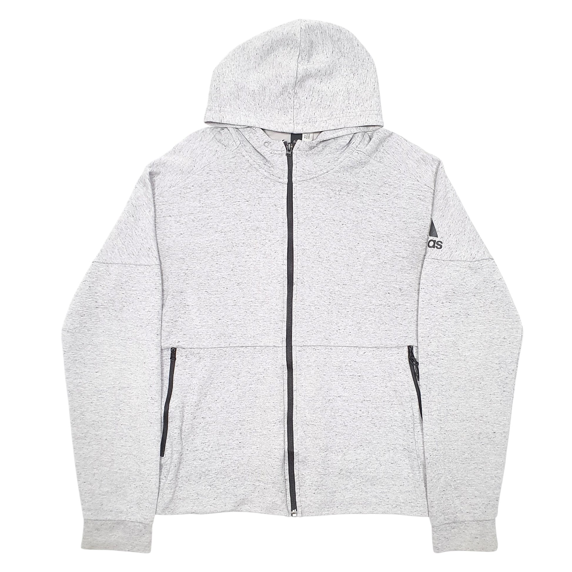 Mens Grey Adidas Hoodie Full Zip Jumper
