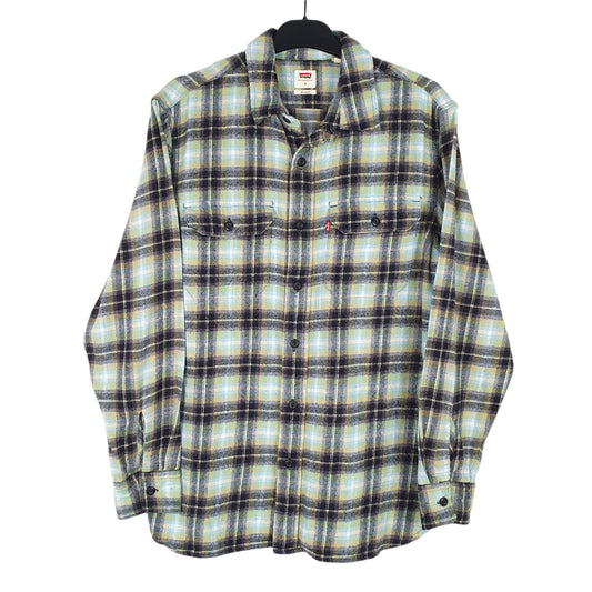 Mens Grey Levis Flannel Overshirt Shacket Long Sleeve Shirt