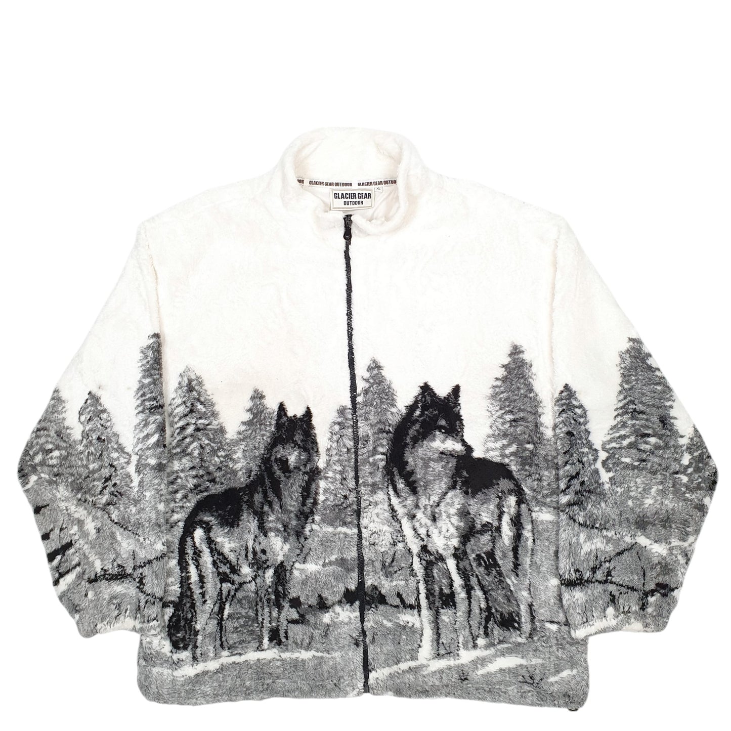 Mens Cream Glacier Gear Outdoor Wolves Full Zip Jumper