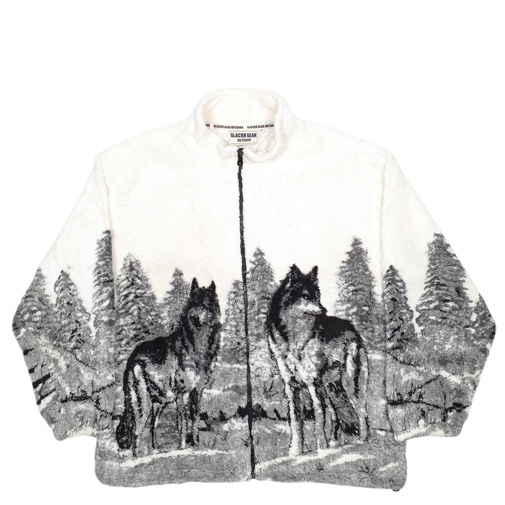 Mens Cream Glacier Gear Outdoor Wolves Full Zip Jumper