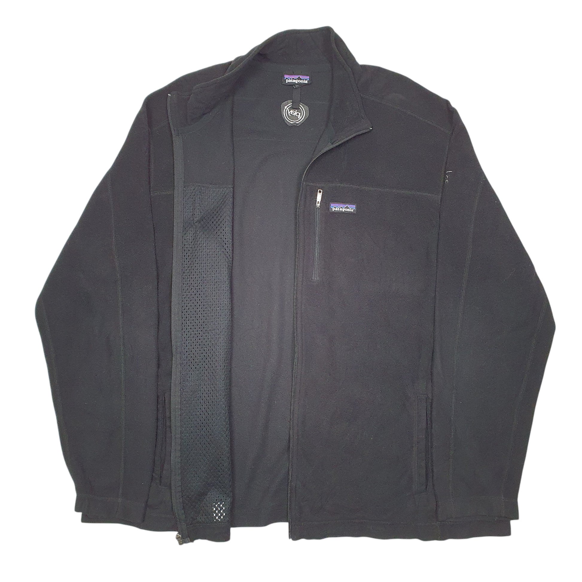 Mens Black Patagonia Micro D Outdoors University Recreation Play Full Zip Jumper