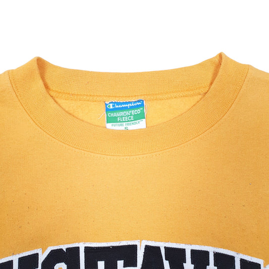 Mens Yellow Champion Gustavus Adolphus College Frat USA Spellout Crewneck Jumper