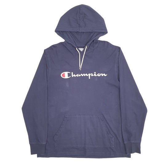Mens Navy Champion Spellout Hoodie Jumper