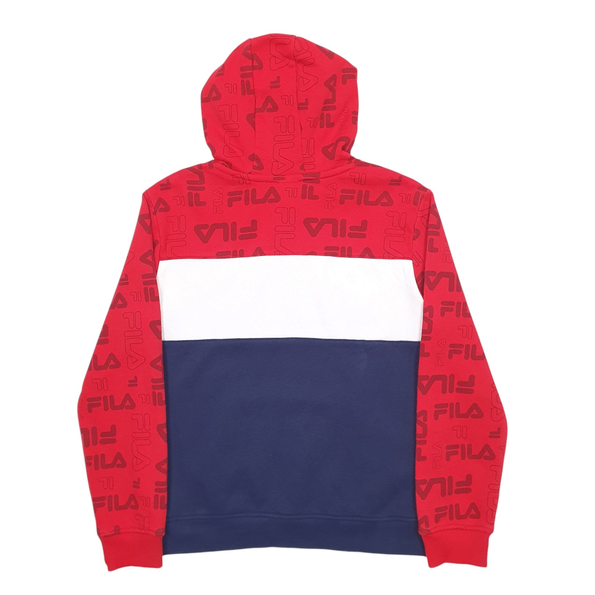 Womens Red Fila Spellout Hoodie Jumper