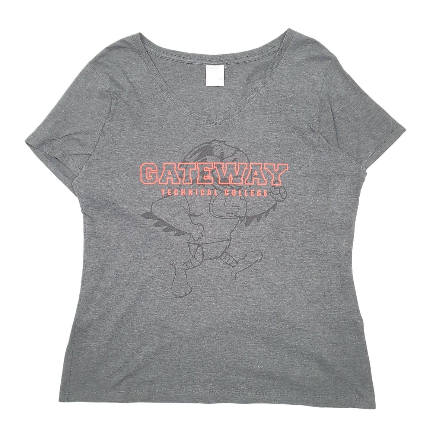 Womens Grey Port & Company V Neck Gateway College Short Sleeve T Shirt