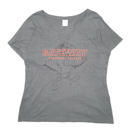 Womens Grey Port & Company V Neck Gateway College Short Sleeve T Shirt