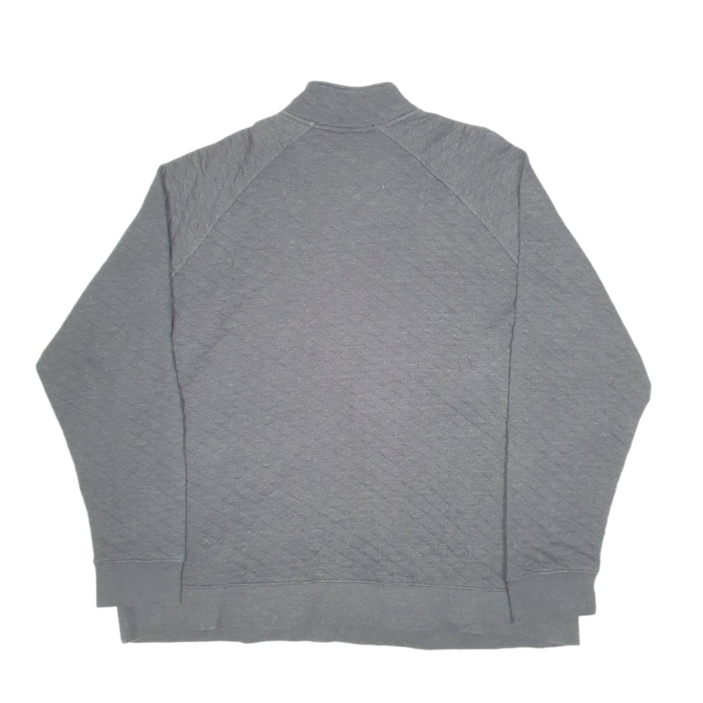 Mens Grey Eddie Bauer Quilted Popper Snap Button Quarter Zip Jumper