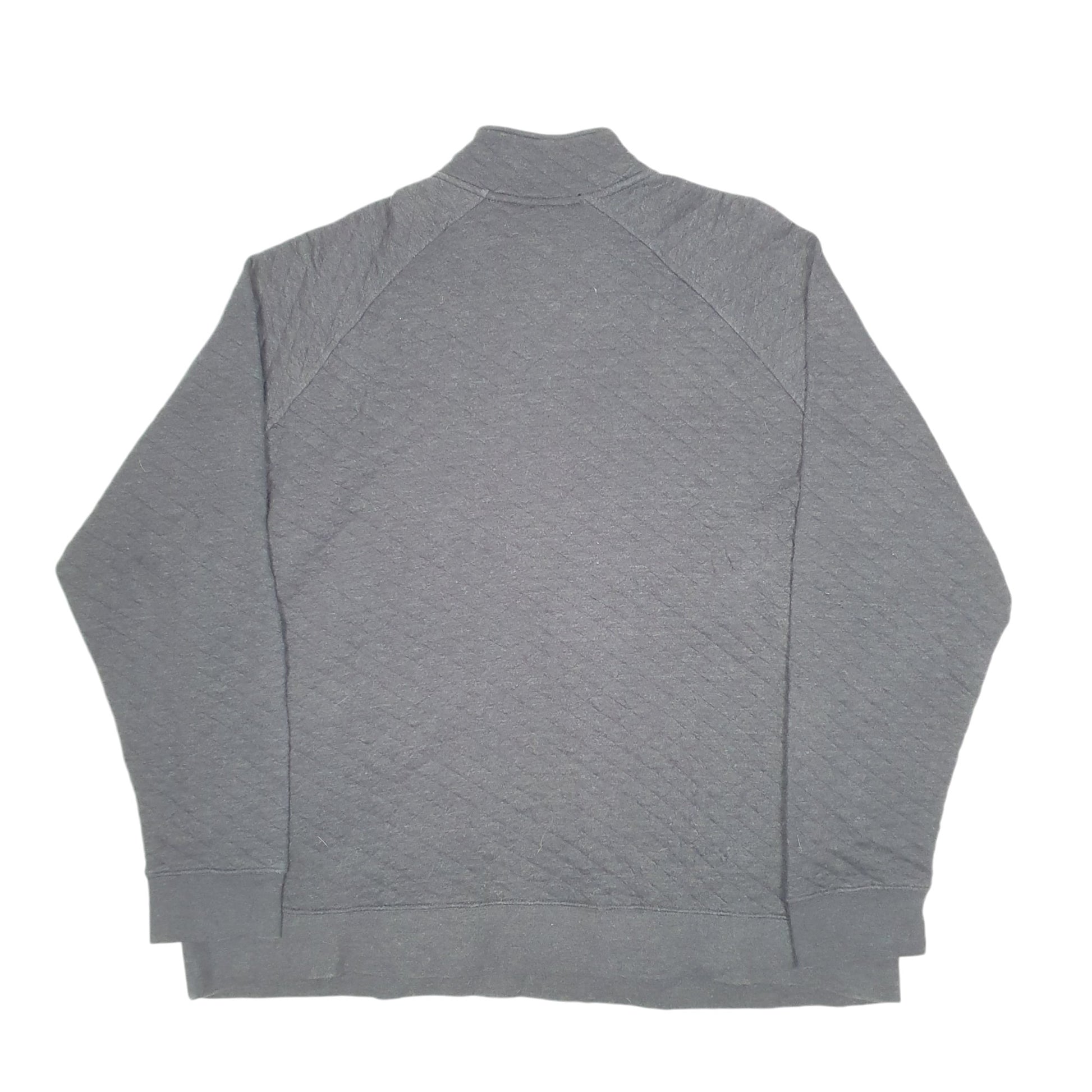 Mens Grey Eddie Bauer Quilted Popper Snap Button Quarter Zip Jumper