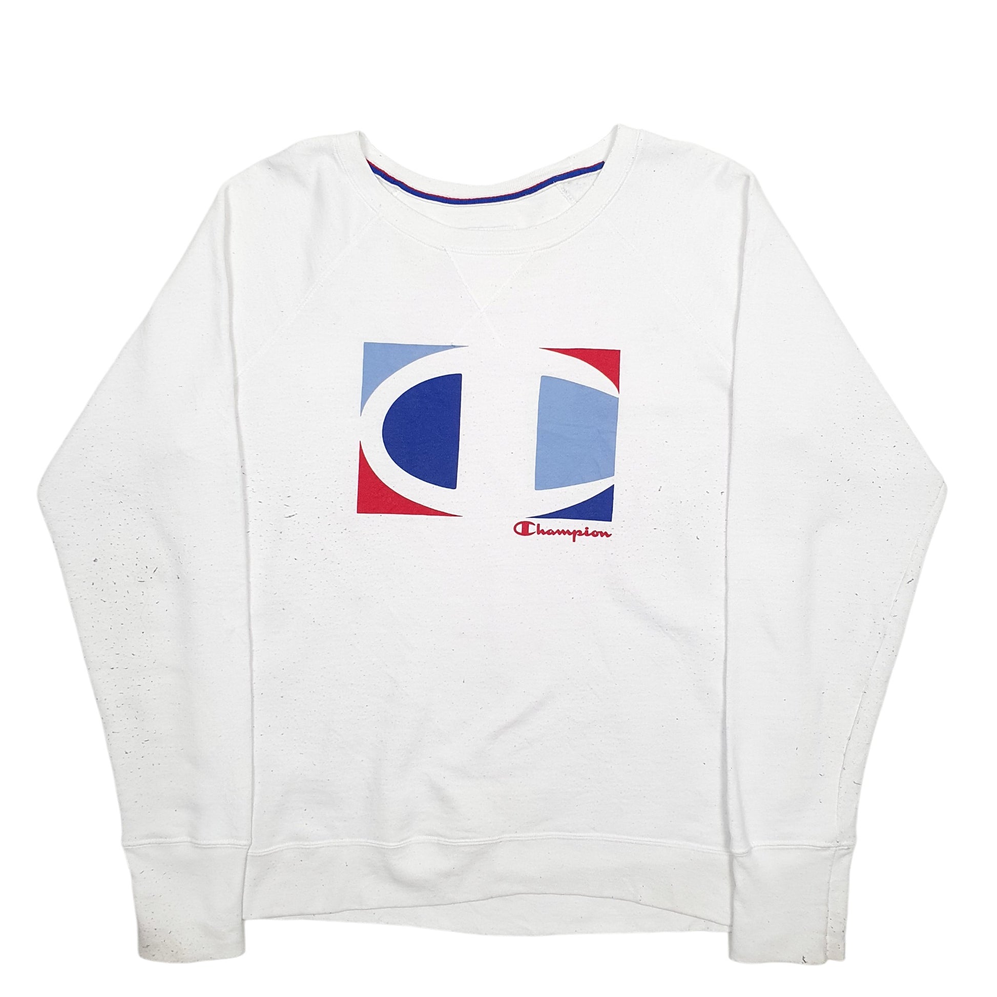 Womens White Champion Spellout Crewneck Jumper