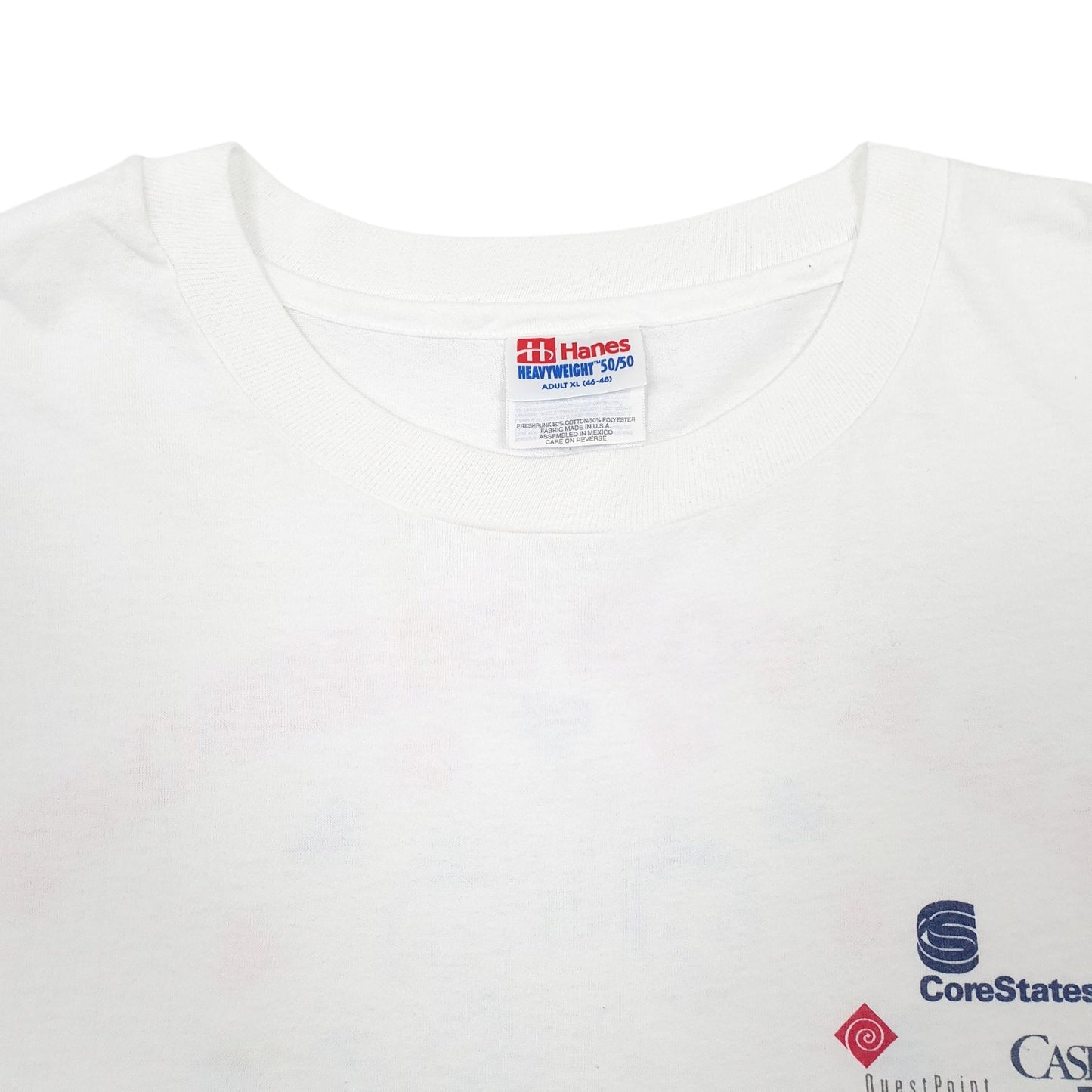 Mens White Hanes Single Stitch Vintage 90s Short Sleeve T Shirt