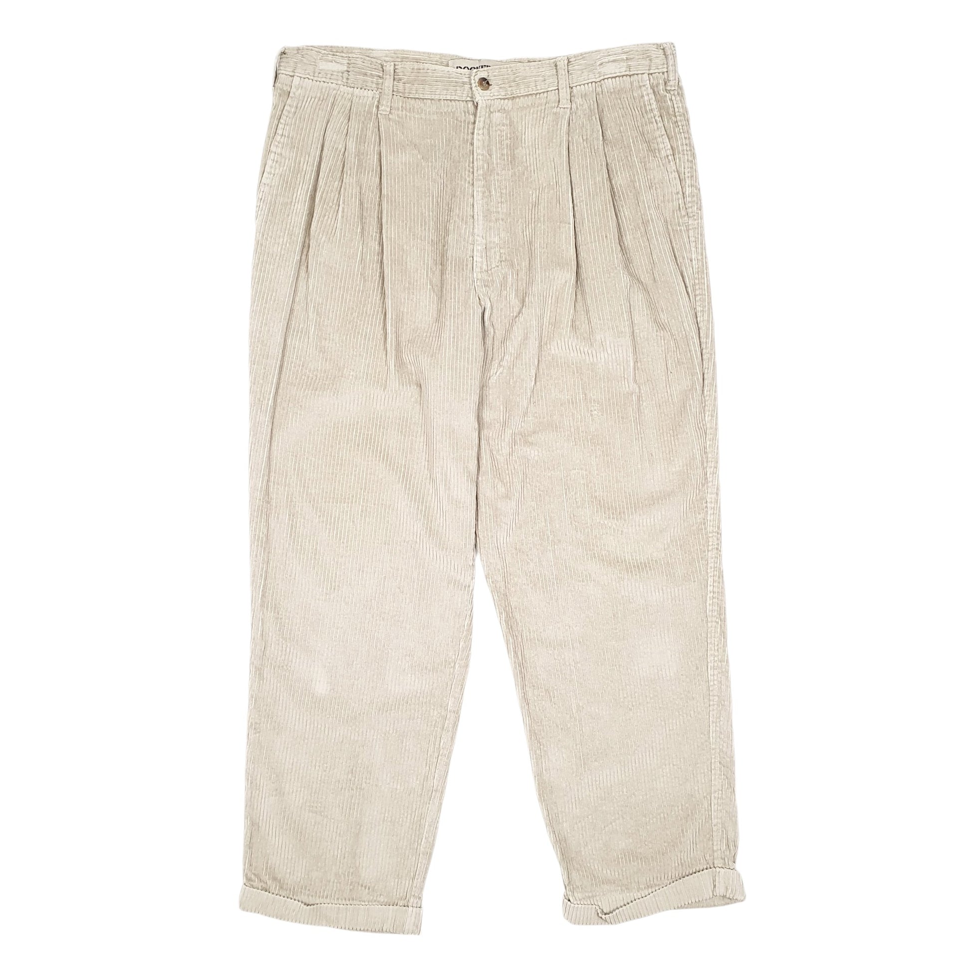 Mens Beige Dockers Double Pleated Khakis Corduroy Trousers