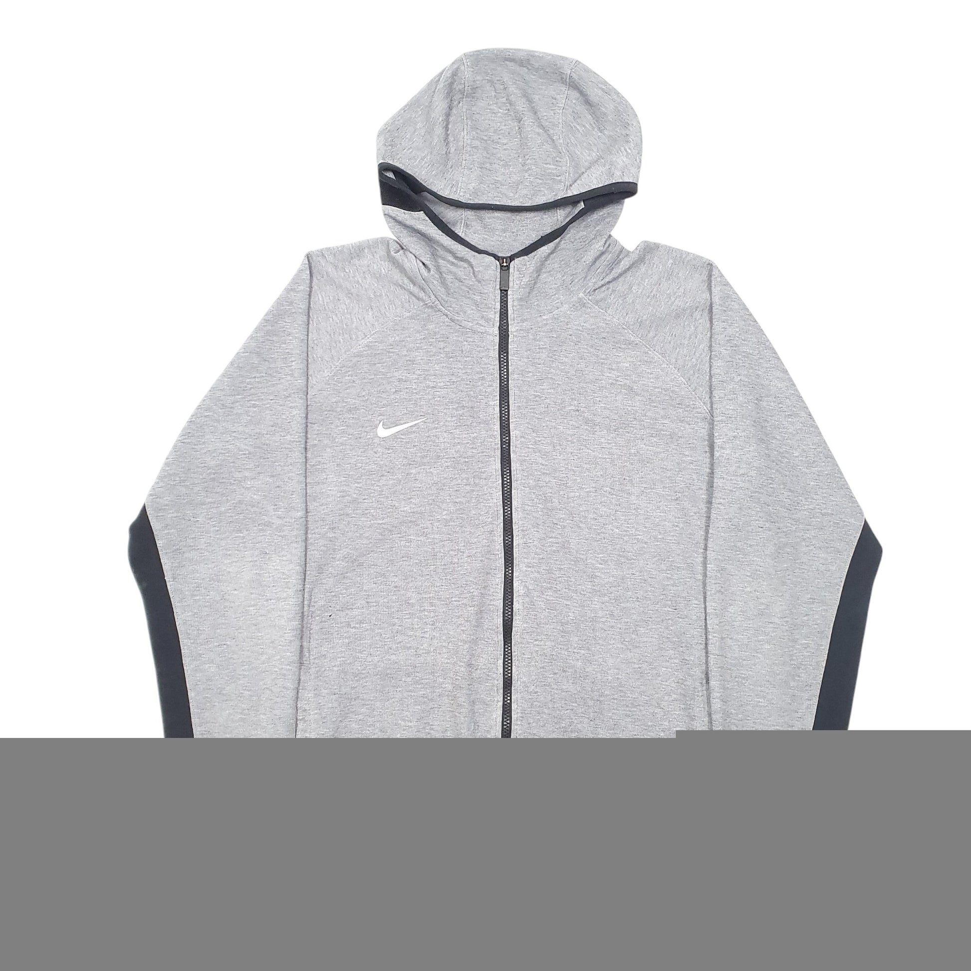 Mens Grey Nike Dri Fit Active Workout Running Hoodie Full Zip Jumper