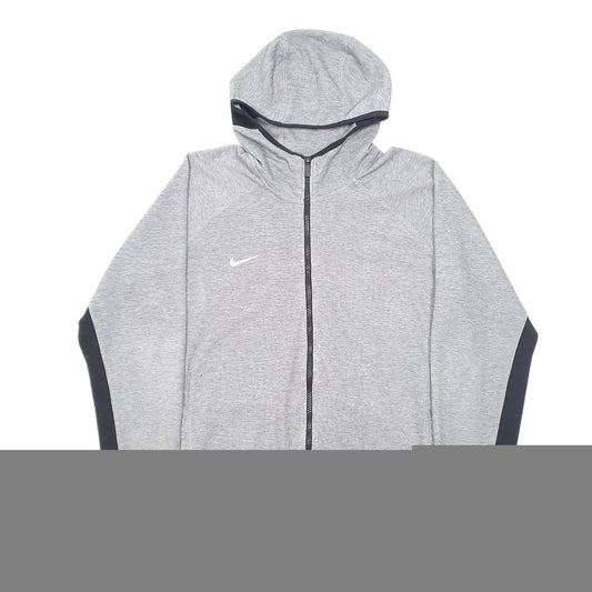 Mens Grey Nike Dri Fit Active Workout Running Hoodie Full Zip Jumper