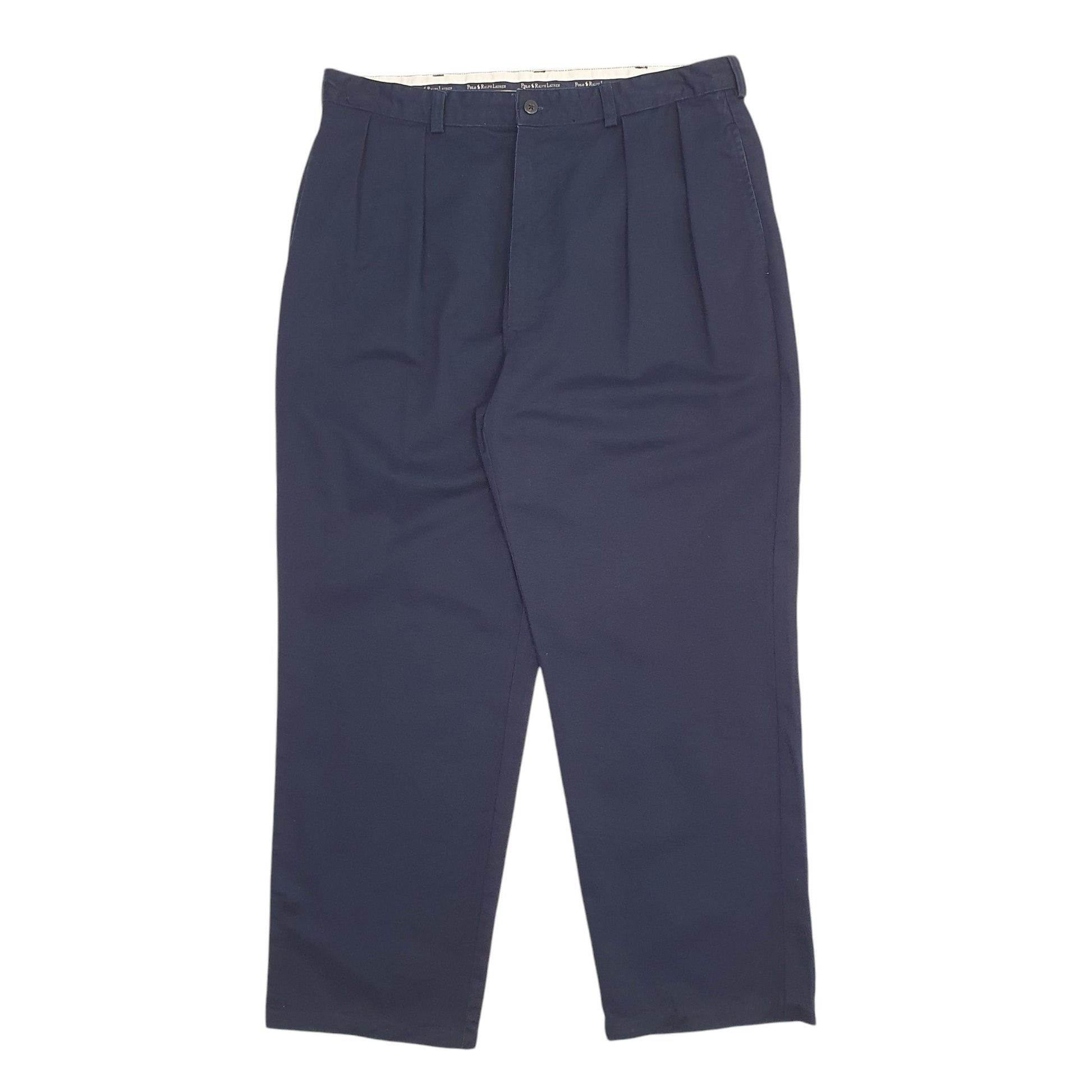 Mens Navy Polo Ralph Lauren Double Pleated Chino Trousers