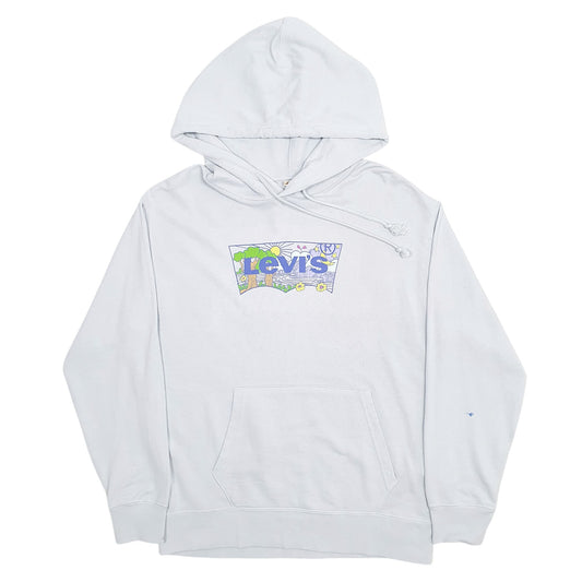 Mens Blue Levis Spellout Hoodie Jumper