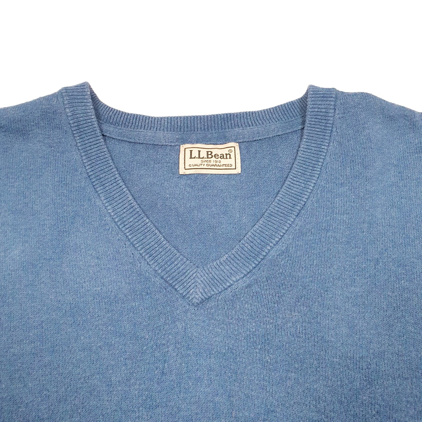 Mens Blue L.L.Bean Knit V Neck Jumper