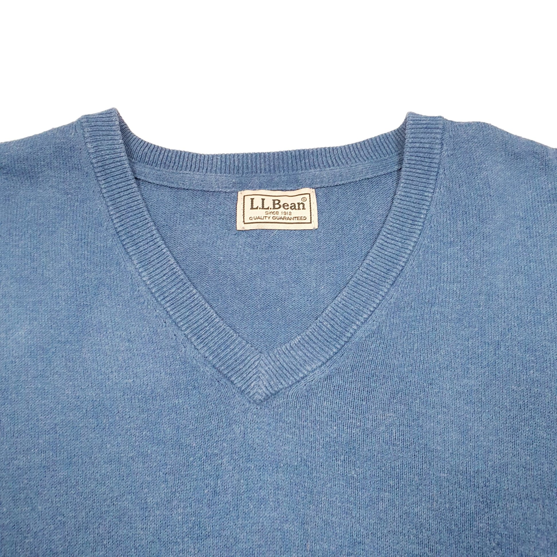 Mens Blue L.L.Bean Knit V Neck Jumper
