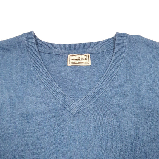 Mens Blue L.L.Bean Knit V Neck Jumper