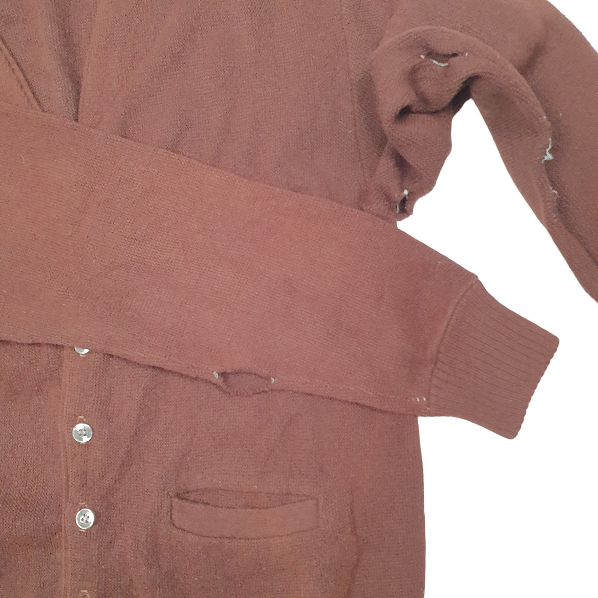 Mens Brown Unbranded Knit Cardigan Grunge Vintage V Neck Jumper