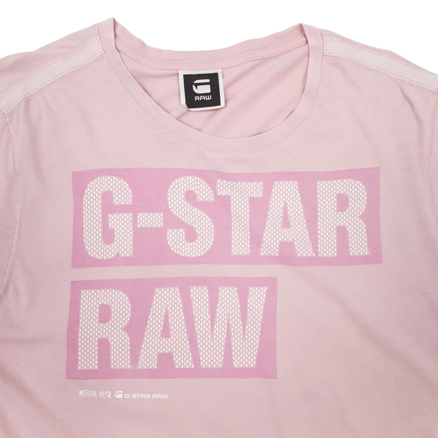Mens Pink G Star Raw Spellout Short Sleeve T Shirt