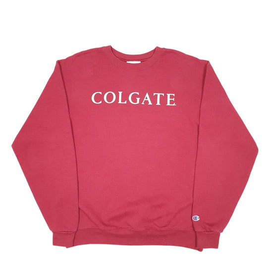Mens Burgundy Champion Colgate Spellout USA Sweat Crewneck Jumper