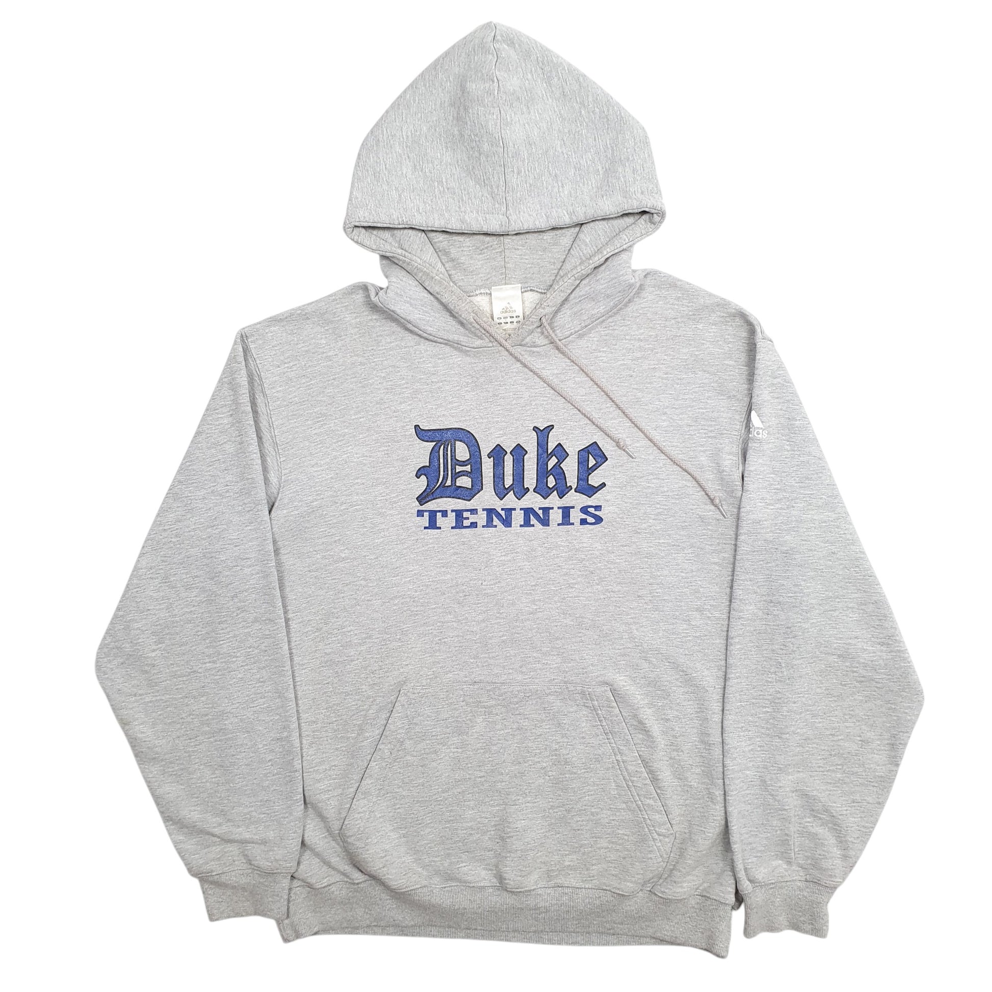 Mens Grey Adidas Duke Tennis Spellout Hoodie Jumper
