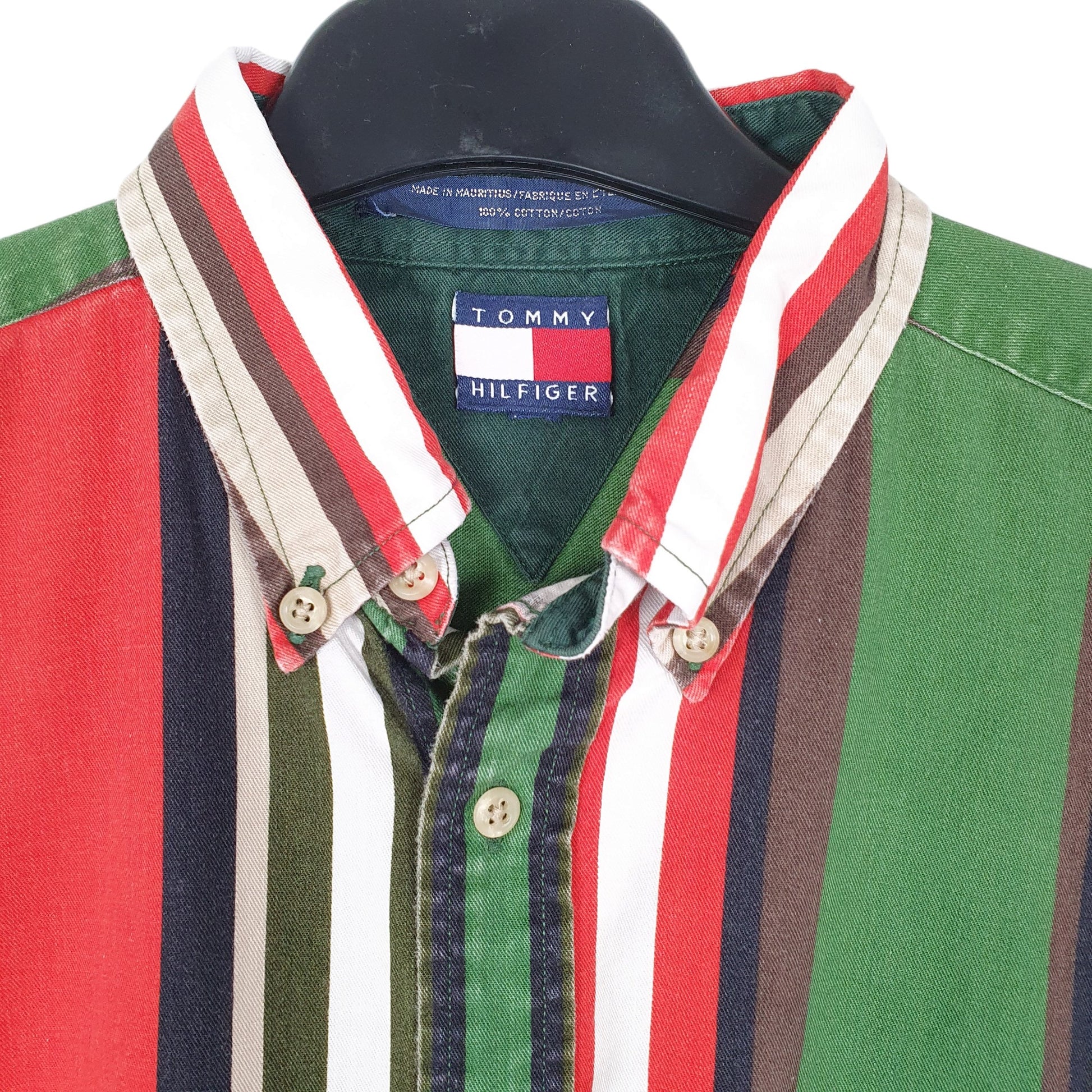 Mens Green Tommy Hilfiger Vintage 90s Long Sleeve Shirt