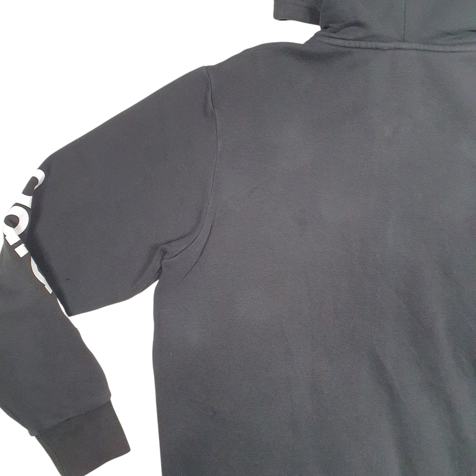 Mens Black Adidas Hoodie Sleeve Spellout Full Zip Jumper