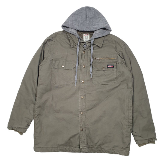 Mens Khaki Dickies Hooded Overshirt Shacket  Coat