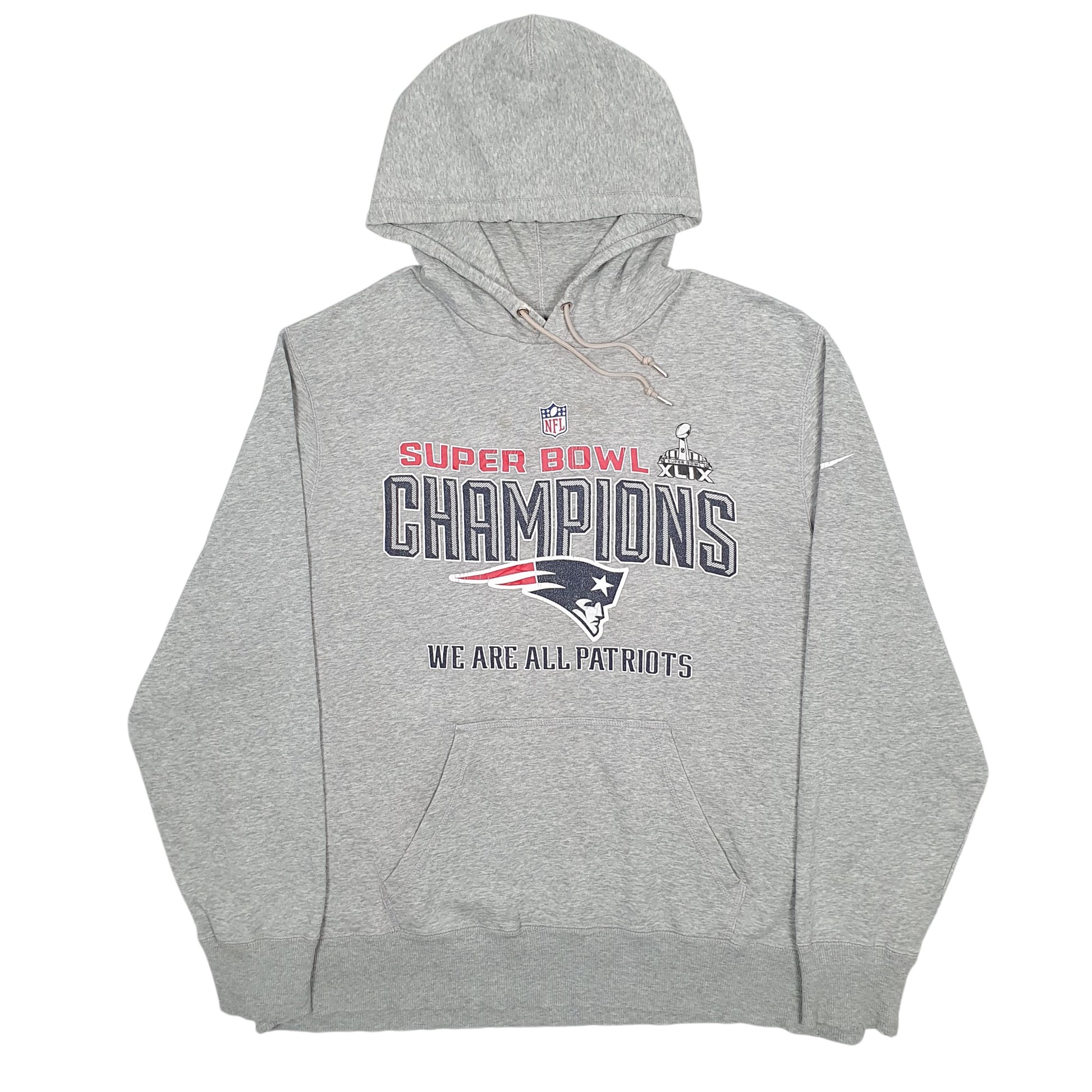Mens Nike Grey Hoodie Patriots Football NFL Champions Super Bowl