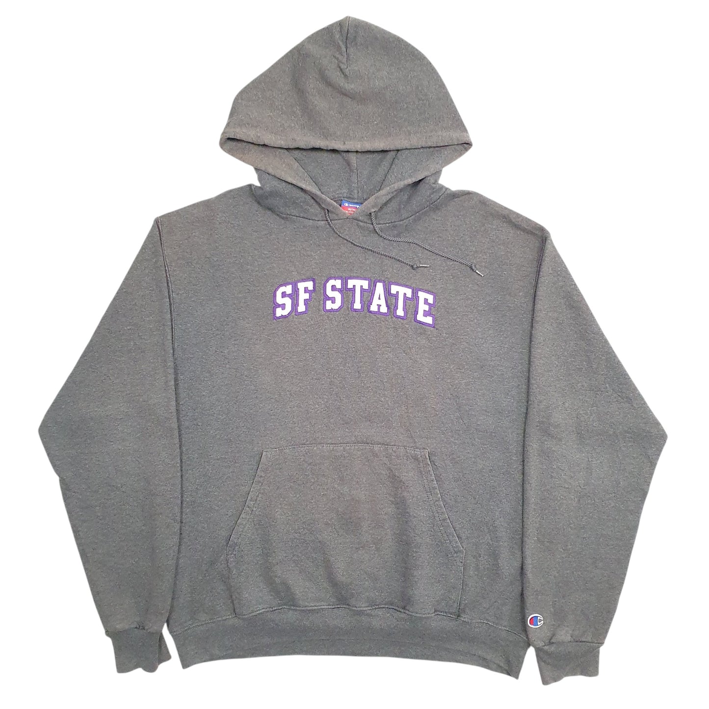 Mens Grey Champion SF State Spellout Hoodie Jumper