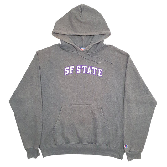 Mens Grey Champion SF State Spellout Hoodie Jumper