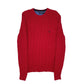 Mens Red Nautica Cable Knit Knitwear Crewneck Jumper