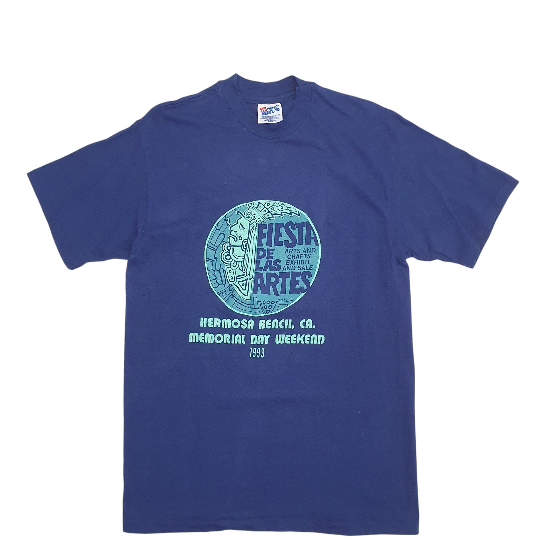 Mens Blue Hanes Single Stitch Vintage 90s Arts And Crafts Short Sleeve T Shirt