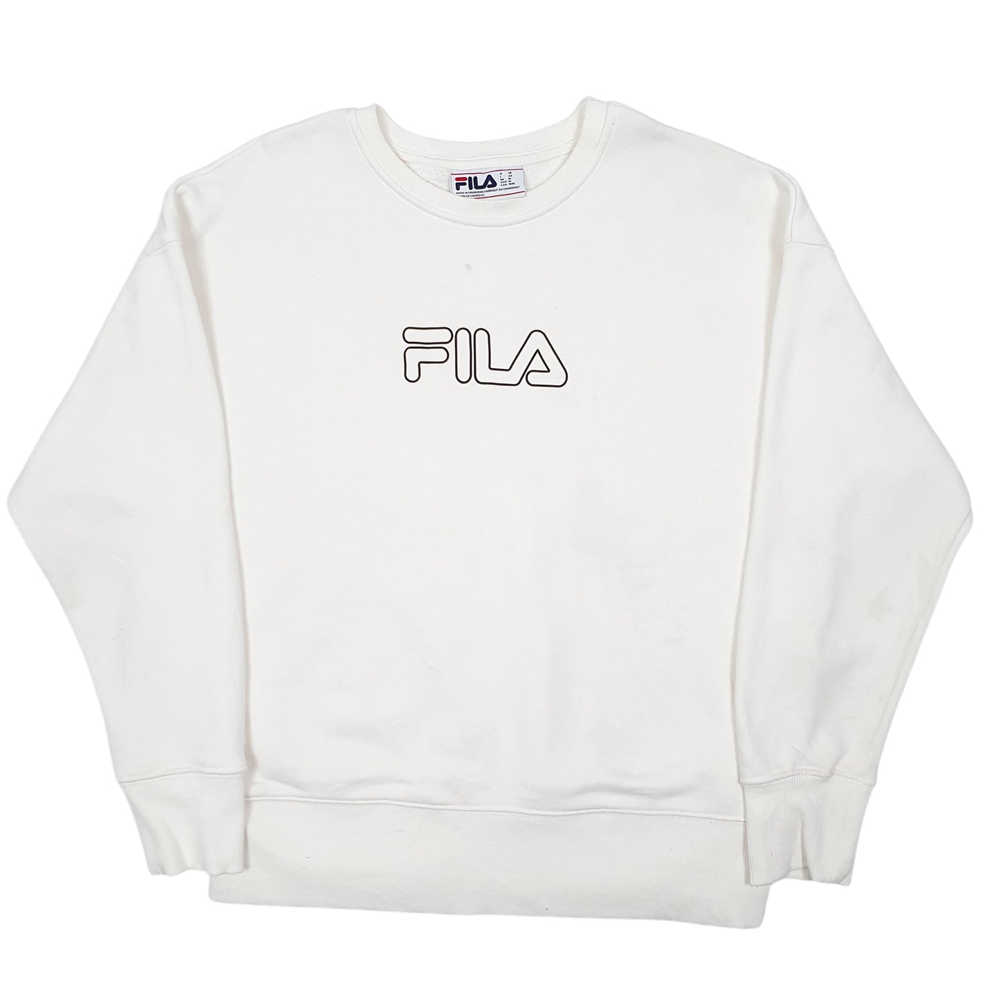 Mens Cream Fila Spellout Crewneck Jumper