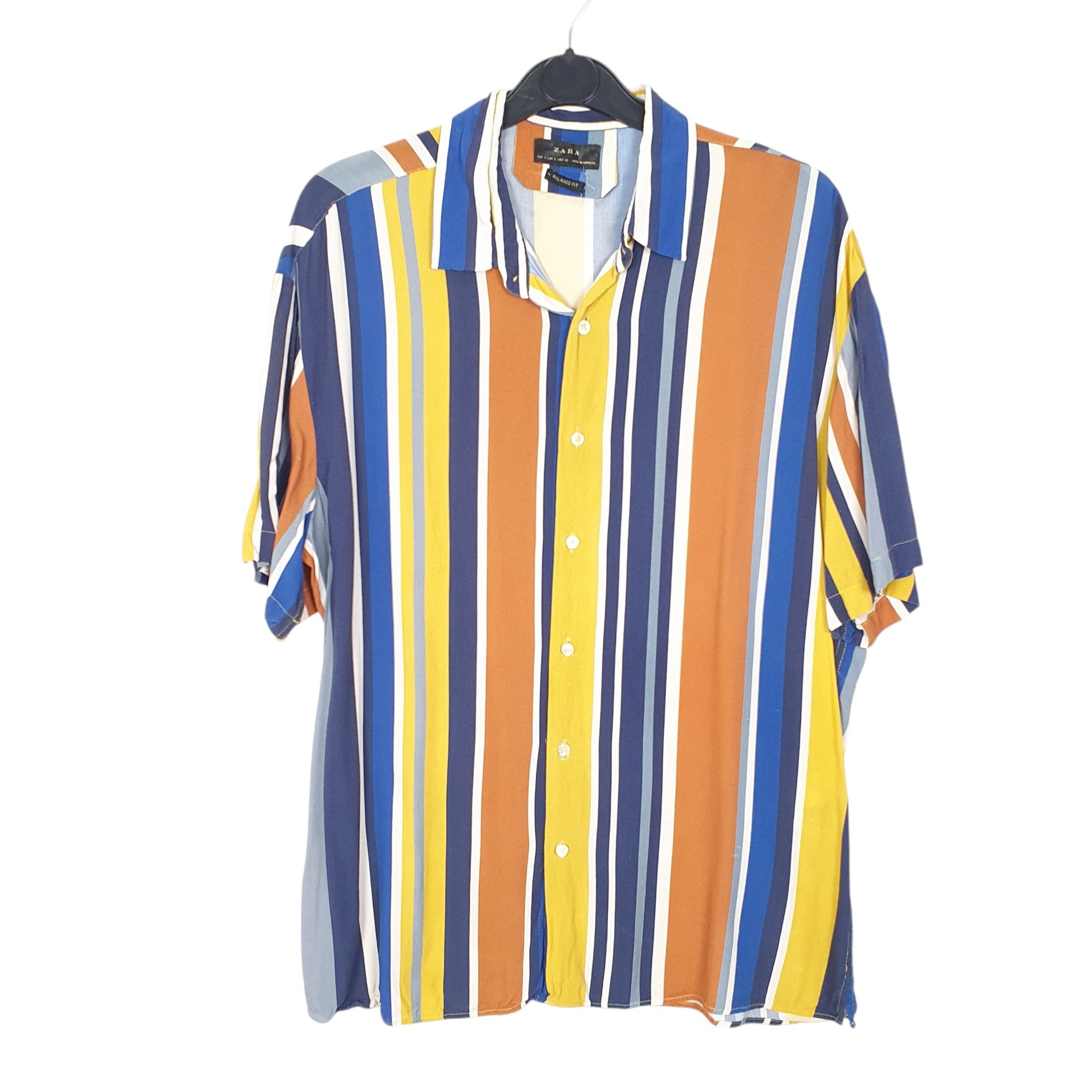 Mens Blue Zara Relaxed Short Sleeve Shirt