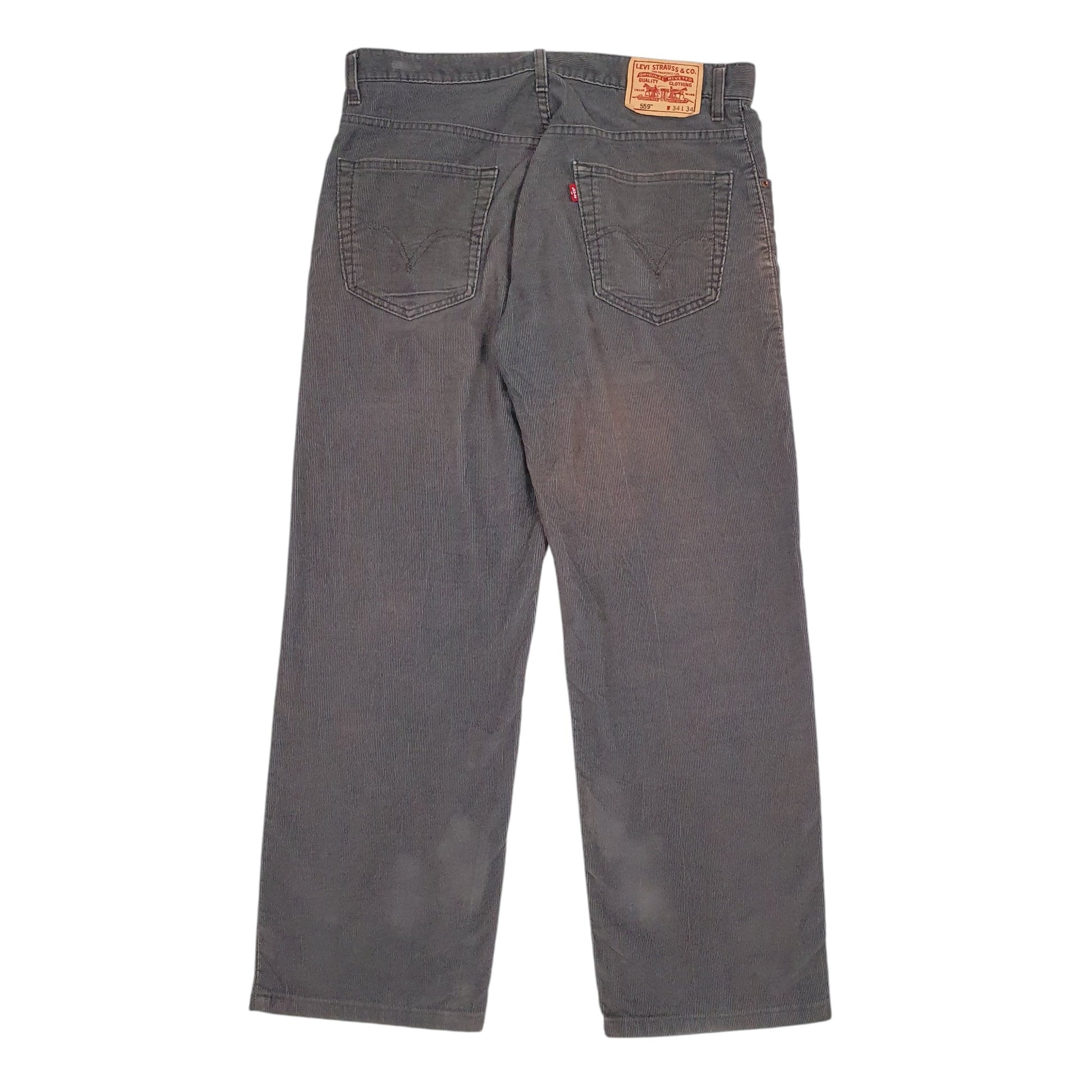 Mens Grey Levis Relaxed Corduroy Trousers