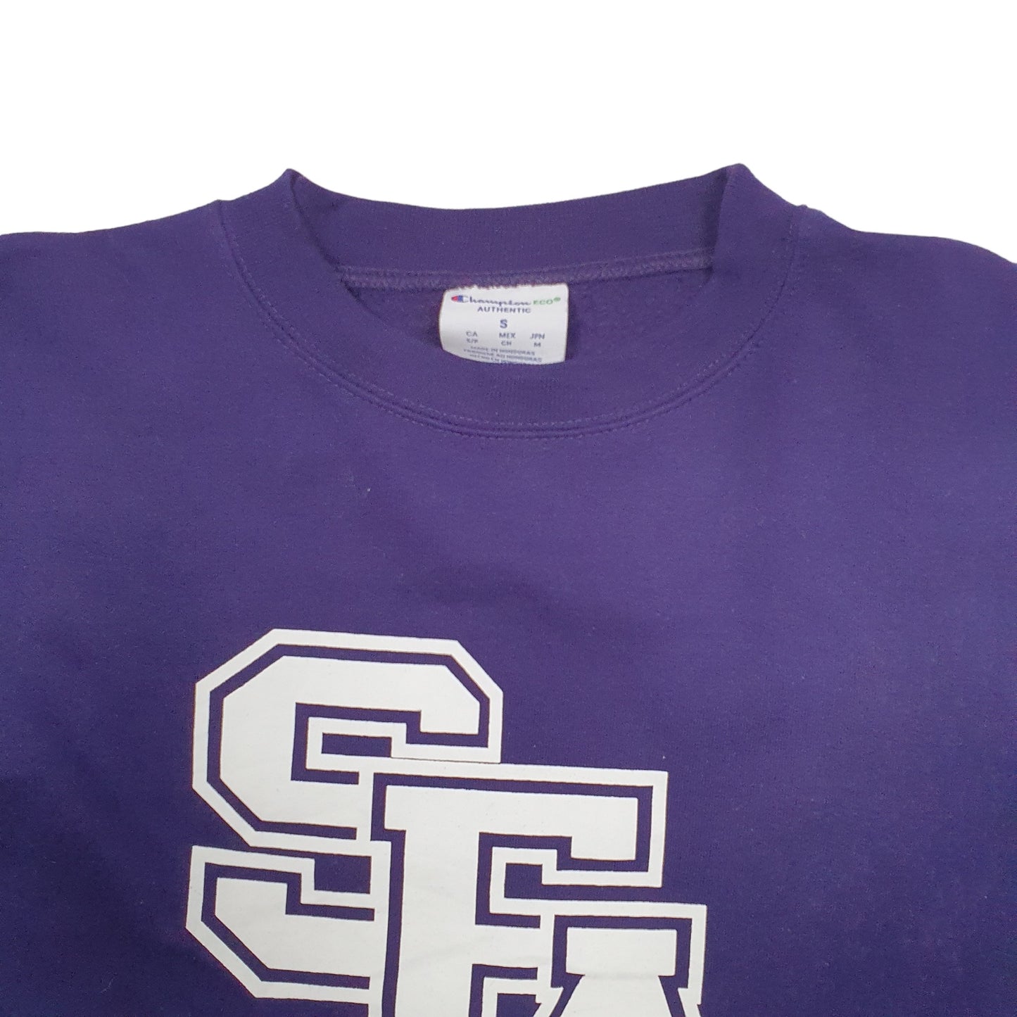 Mens Purple Champion USA College Crewneck Jumper