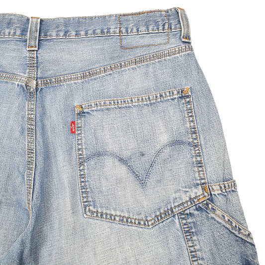 Mens Blue Levis Denim Jeans Jorts Baggy Carpenter Shorts