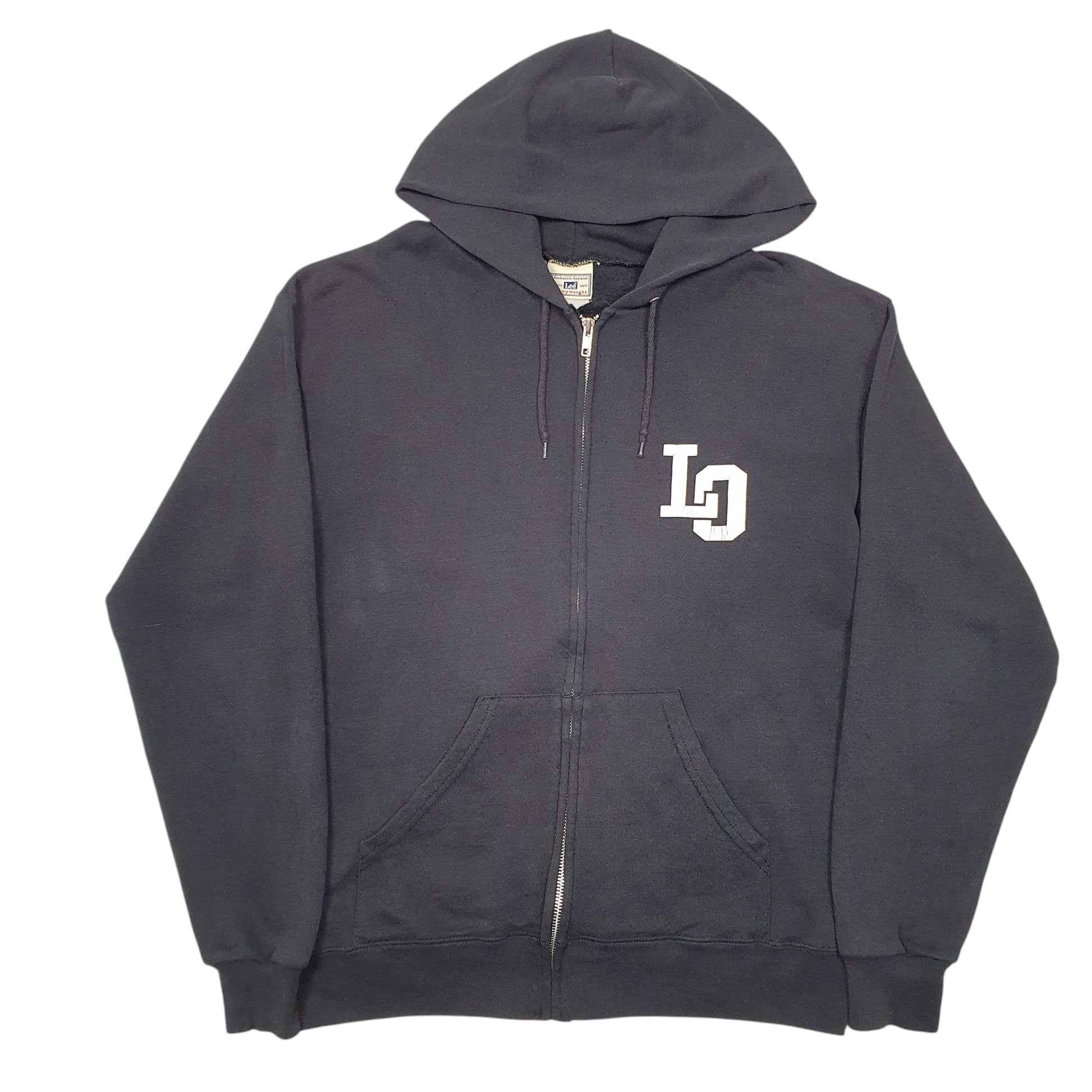 Mens Black Lee Hoodie Vintage Heavyweight LO Dragons Full Zip Jumper