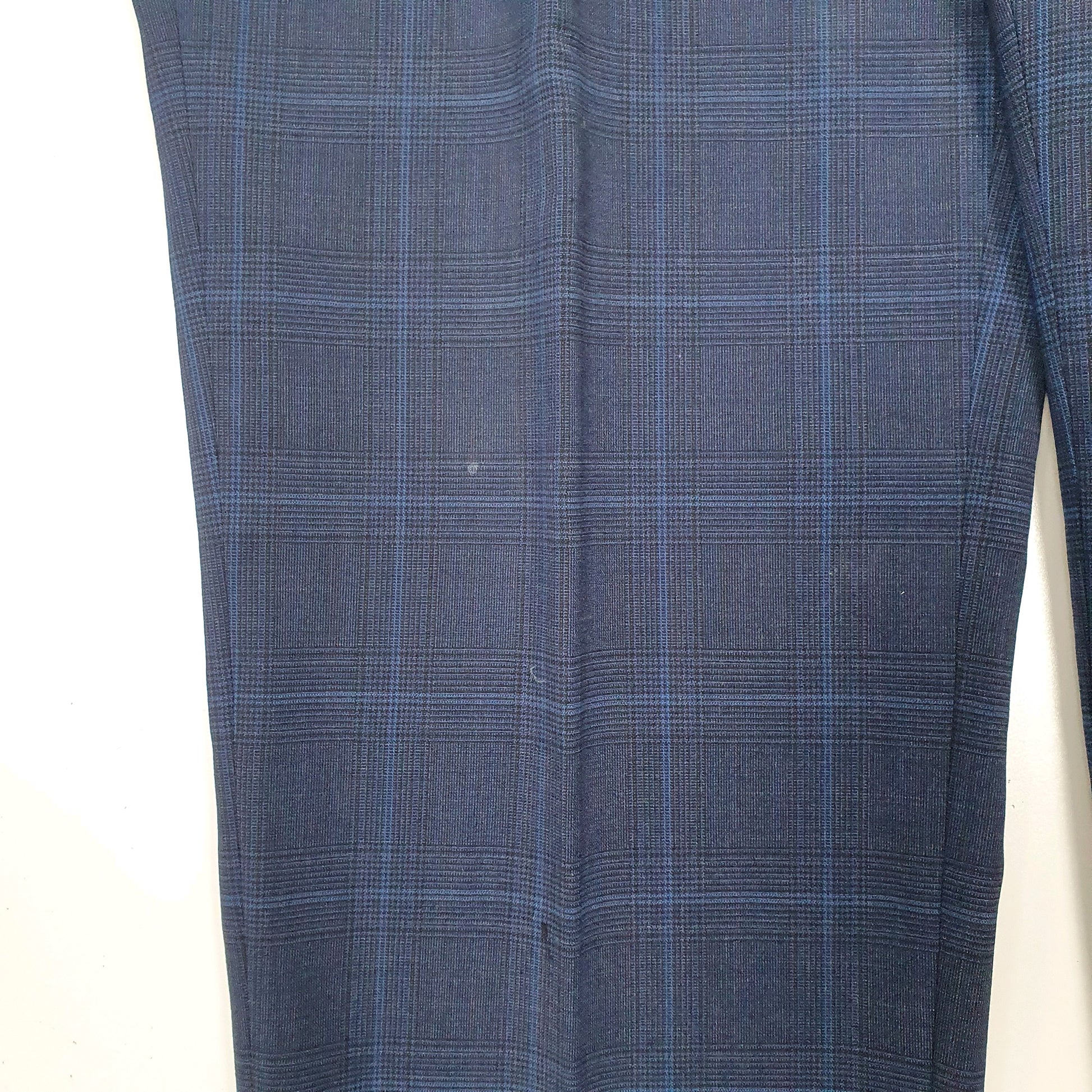 Mens Navy Moss Bros Check Formal Trousers