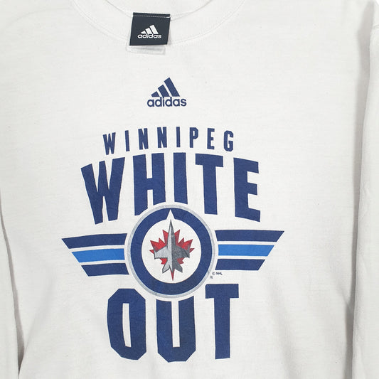 Mens White Adidas NHL Winnipeg White Out Crewneck Jumper