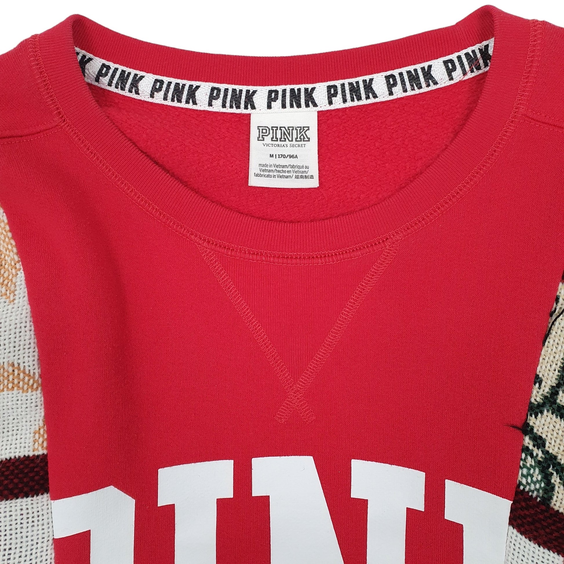 Womens Red Pink Reworked Crewneck Jumper