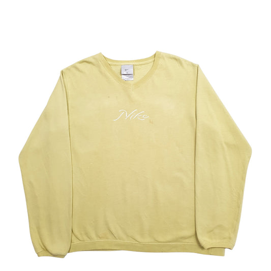 Womens Green Nike Spellout V Neck Jumper